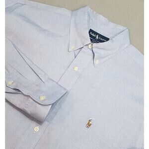 Ralph Lauren Yarmouth Pinpoint Oxford Men's Blue Button Up Shirt SZ 16.5 33